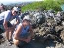 Don and Tommy with the baby iguanas, right next to the white tip shark area