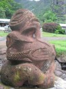 Stone guardian at Bay of Virgins, Fatu Hiva