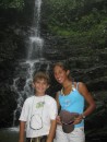 Cammi and Cole at waterfall