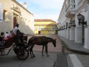 Architecture and old horse carriage in Centro, Cartagena