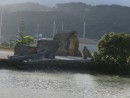 Stone sculpture located only a short stroll from Town Basin Marina, Whangarei.  Kids loved to climb it.