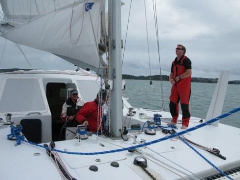 Casper, the hot shot from North Sails NZ, comes onboard Zen for a test sail from Waiheke to Auckland