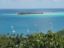 View of our achorage in Bora Bora
