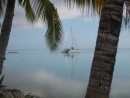 First time ever for a cruising boat to be anchored in this location in Aitutaki, Cook Islands