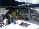 Ricky, Andre, Don, Tom and Frank relaxing on the ride from Gatun Lake to Pacific locks
