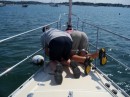 Captain and 1st mate sorting out the mooring
