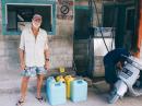 Steve picking up diesel fuel at Christmas Island