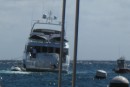 Large yacht having trouble leaving mooring to get out of the path of the swells