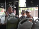 Rich, Jenny and Marla on the "chicken bus" headed to the town of Melique to go shopping