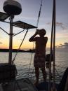 Dan blowing the Conch Shell signaling sundown