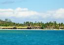 A view of Plantation Island Resort from Long Windid at anchor