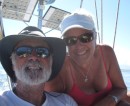 Marla and Dan sailing toward La Paz