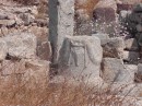 Ancient Thera.  Column decorated with garland and head of a bull.