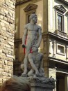 Piazza della Signoria: Hercules killing fire-breathing Cacus for his tenth labor -sculpture by Baccio Bandinelli. 