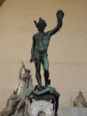 Piazza della Signoria/Loggia dei Lanzi: Perseus with the Head of Medusa -bronze sculpture by Benvenuto Cellini. The Rape of Polyxena by Pio Fedi behind Perseus. 