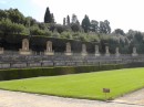 Boboli Gardens: Statuary along both sides of grass that you must not step on.