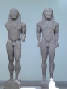 The Twins of Argos; over life-size statues are the oldest monumental votive offerings at Delphi; a matched pair of statues is quite rare in Greek art.