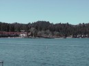 Looking across Lake Arrowhead from the dock to the village