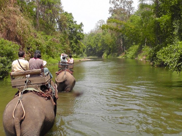 Elephant trek ending with the river walk.