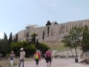 Approaching the Acropolis -reconstruction cranes already in view.