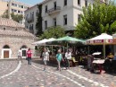 Monastiraki Square where we bought fruit one day and here we are having lunch (Dennis with blue shirt and tan hat just visible on right hand edge)