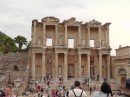 Ephesus -Celsus Library, trademark structure of the city.  After viewing the other sites virtually alone, we weren