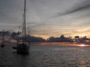 Enjoying a nice tropical sunset  after a nice day of sailing –two other Amels anchored nearby.