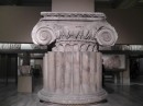 Archaeological Museum: Classic Ionic column capital.  Truncated column shows how the column was fatter at the bottom so at great distances the overall width of the column appeared to be consistent.