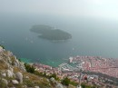 Dubrovnik: Riding the cable car up to the top of the hill behind the city.