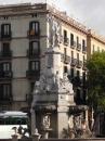 Starting our bike tour of Barcelona with the Catalan Genius fountain (Placa de Palau)