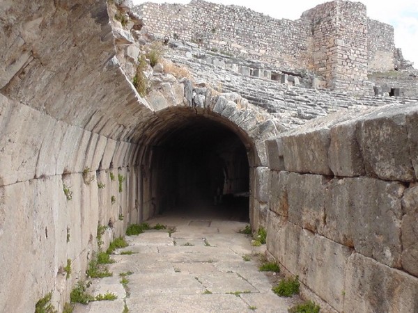 Miletus -from this view of one of the tunnel entrances you can see how they had tunnels to lead you up to various levels of the seating, as they do in modern stadiums.