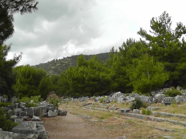 Priene -rain clouds headed our way and we got a few drops as we left the site.