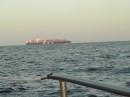 passing a freighter who is headed for the Panama canal on our way to the Perlas Islands