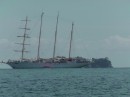schooner cruise ship that dropped off visitors to Isla Gamez for the day
