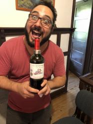 Sebastian, one of our teachers, at the wine tasting at school