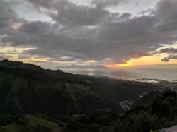 View of Moorea at sunset from Belvédère restaurant 