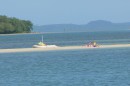 The sandbank at the Itapariva anchorage. The girls would row there and play until the tide took their beach away. You can dig for clams here too
