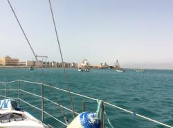 Motoring up Chanel to Port Suez Marina.