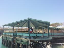 Empty gathering spot at the Port Suez Marina.: Between Quarantine and Ramadan—-no people.