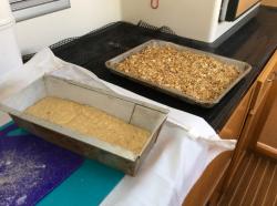 Pied-a-Mer Bakery, lemon bread and granola.: Granola takes a lot of propane but Eric loves it—-so I make it.