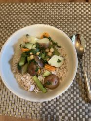HAIDAR COOKS DINNER.: Yummy vegetables over rice.