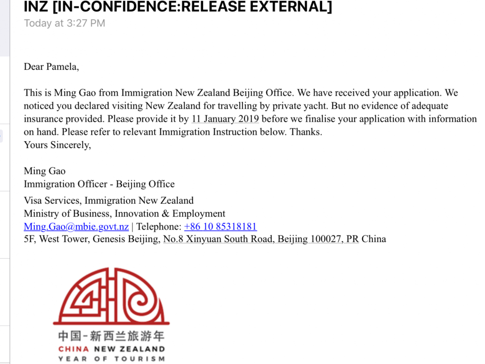 NEW ZEALAND OUTSOURCING ONLINE VISA EXTENSION FORMS TO CHINA.: Were we ever surprised to receive an email from China regarding our visa extension!
I called Immigration in Auckland to verify the email.  They said it was legitimate.
Why China?