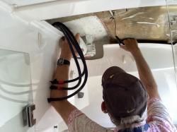 Dismantling the winch and accessing the winch motor involved removing the ceiling of our bathroom.  the  