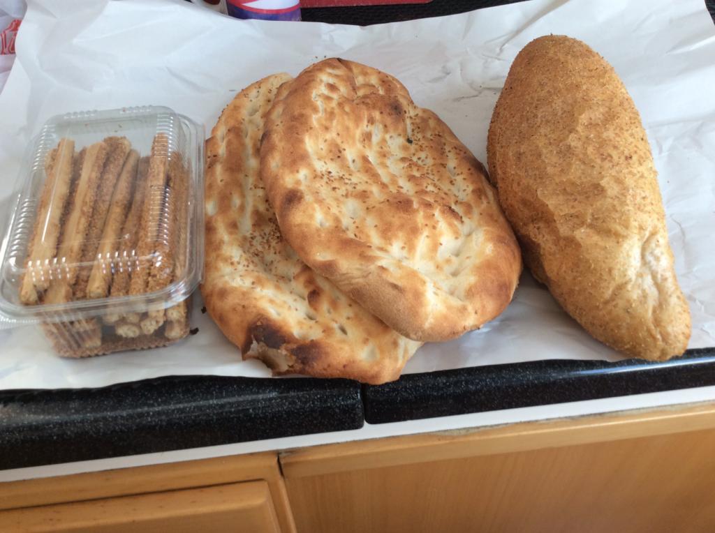 SESAME STICKS, FOCCACIA AND LOAF OF WHOLE WHEAT, trip to the bakery.