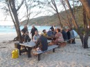 Sundowners with other cruisers on  Lizard Island