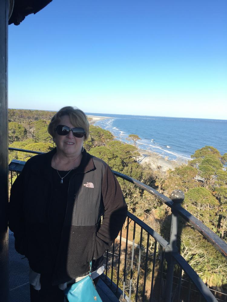 January 14th, Bunny at top of Hunting Island Lighthouse