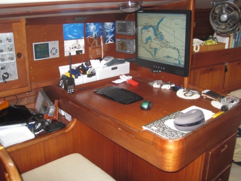 Chart Table with 19 inch screen and GPS + Furuno Navtex to the left
