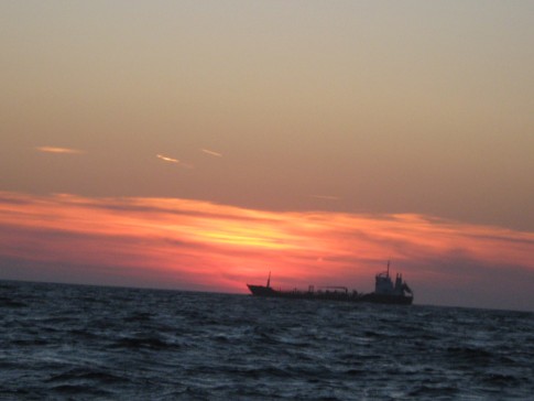 Ship at sunrise