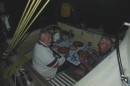 Evening meal in cockpit.