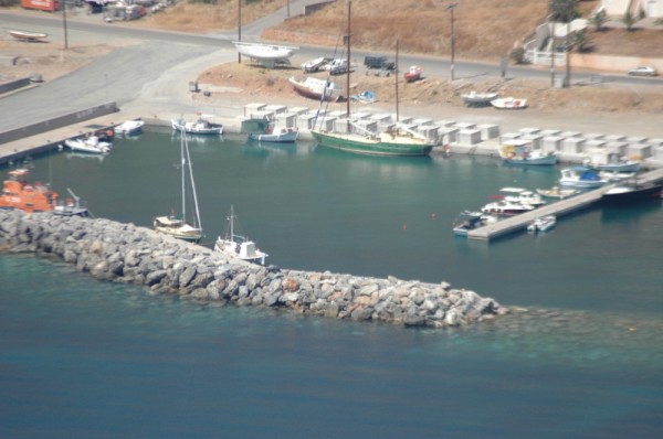Small incomplete marina at Monemvasia. TB is the middle boat on the outer breakwater.